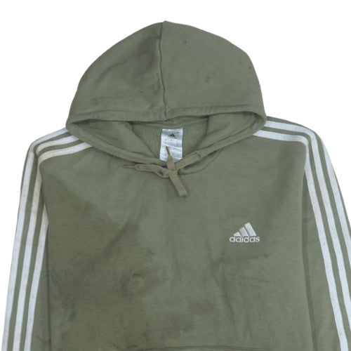 Adidas Mens Green Pullover Hoodie L Logo Fleece Sportswear