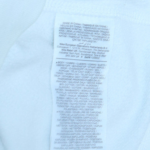 Nike Men's White Pullover Hoodie Size L Cotton Blend Sweatshirt