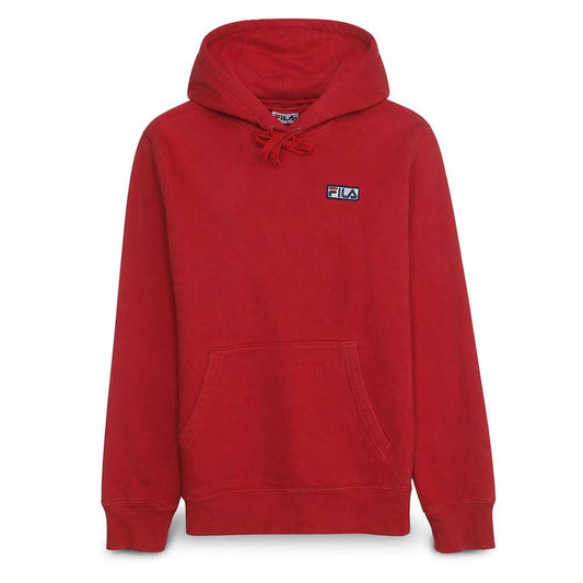 Front view of Fila Men's Red Pullover Hoodie, size S, Regular Fit Fleece Sweatshirt