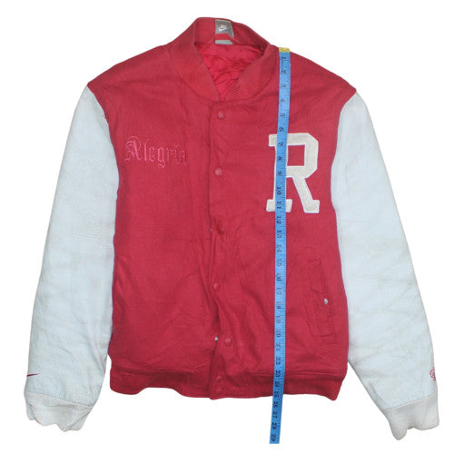 Nike Men’s Red Varsity Jacket M College Style Embroidered Bomber