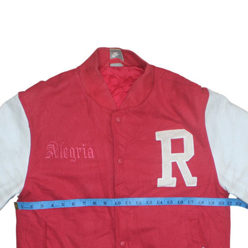 Nike Men’s Red Varsity Jacket M College Style Embroidered Bomber