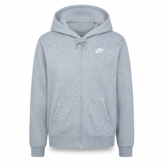 Front view of Nike Men's Grey Full Zip Hoodie XS Lightweight Fleece Sweatshirt