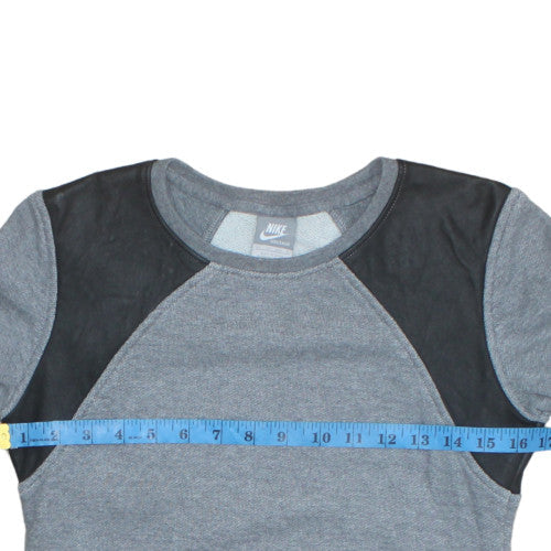 Nike Mens Grey Leather Panel Crew Neck Sweatshirt XS