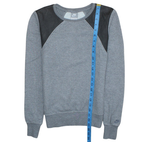 Nike Mens Grey Leather Panel Crew Neck Sweatshirt XS
