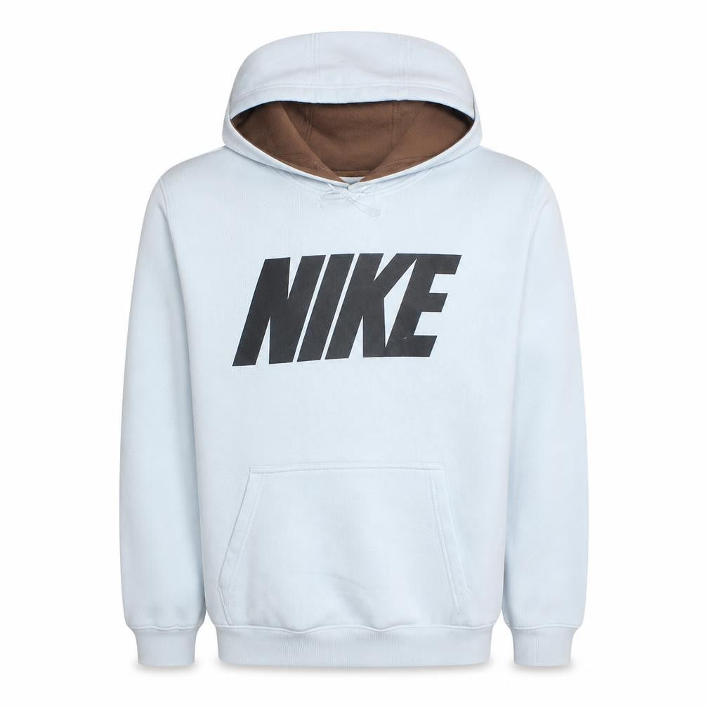 Front view of Nike Men's White Pullover Hoodie M Graphic Logo Fleece Sweatshirt