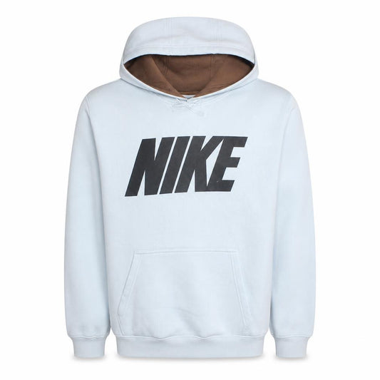 Front view of Nike Men's White Pullover Hoodie M Graphic Logo Fleece Sweatshirt