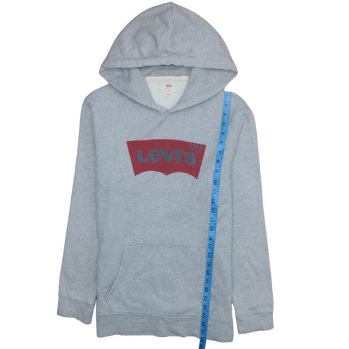 Levi's Mens Grey Logo Pullover Hoodie M Classic Fleece Sweatshirt