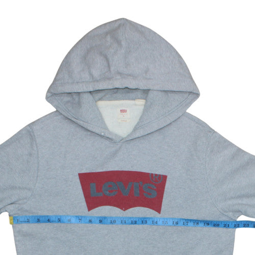 Levi's Mens Grey Logo Pullover Hoodie M Classic Fleece Sweatshirt