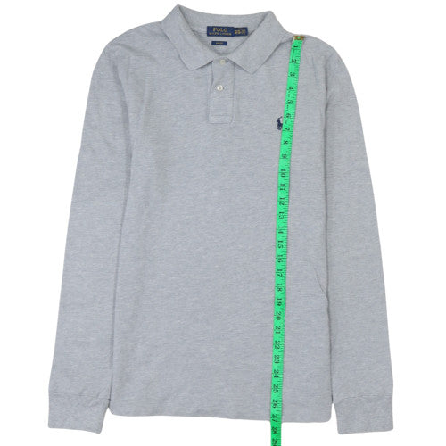 Ralph Lauren Men Grey Long Sleeve Polo Sweatshirt XL Slim Fit Cotton