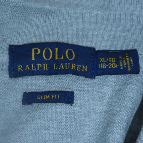 Ralph Lauren Men Grey Long Sleeve Polo Sweatshirt XL Slim Fit Cotton