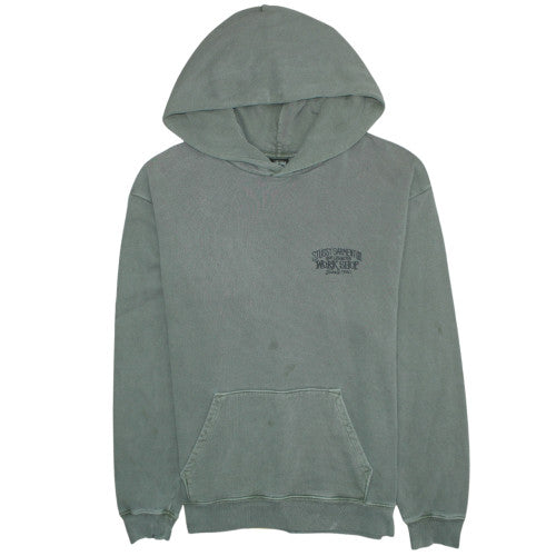 Stussy Men’s Green Pullover Hoodie L Streetwear Graphic Logo Cotton