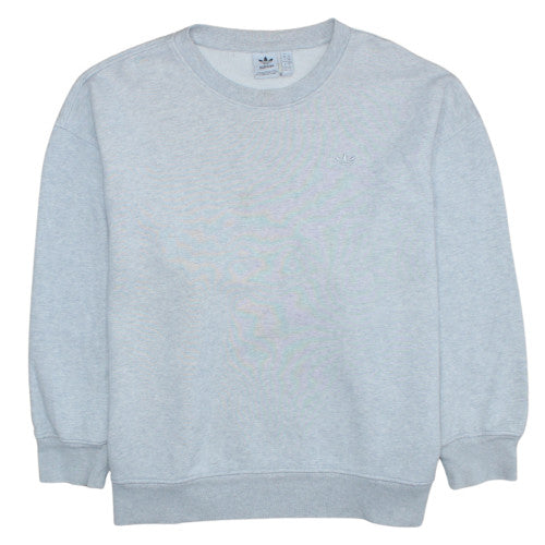 Adidas Men's Grey Pullover Sweatshirt L Crew Neck Fleece Logo