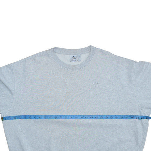 Adidas Men's Grey Pullover Sweatshirt L Crew Neck Fleece Logo