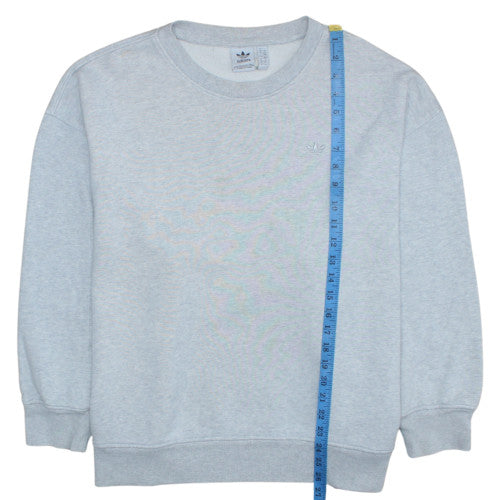 Adidas Men's Grey Pullover Sweatshirt L Crew Neck Fleece Logo