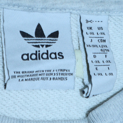 Adidas Men's Grey Pullover Sweatshirt L Crew Neck Fleece Logo