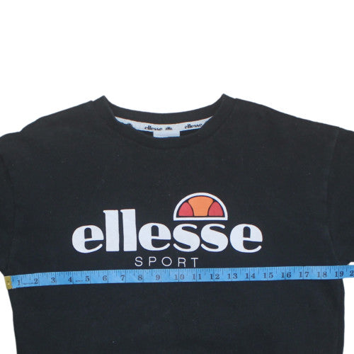Ellesse Womens Black Crew Neck Pullover Sweatshirt UK 10