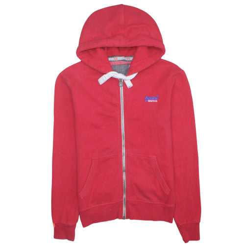 Superdry Men's Red Full Zip Hoodie S Orange Label Style
