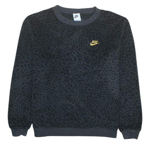 Nike Womens Black Animal Print Pullover Sweatshirt L Polyester