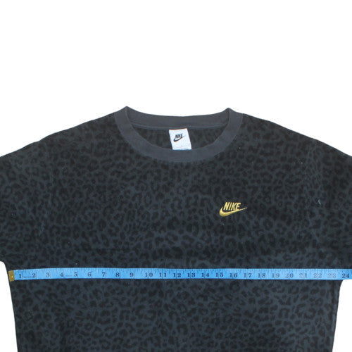 Nike Womens Black Animal Print Pullover Sweatshirt L Polyester