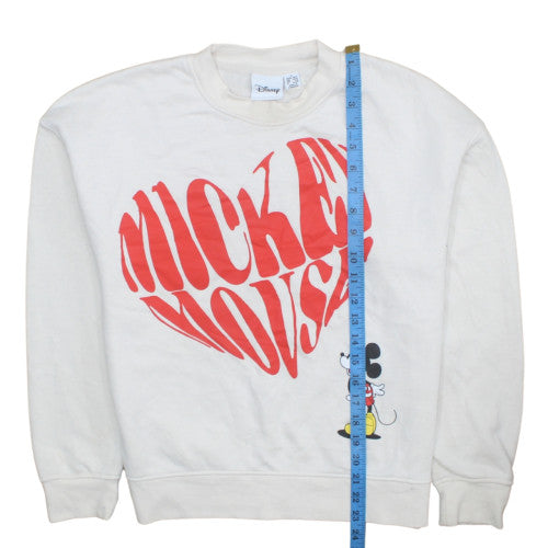 Disney Women White Mickey Mouse Graphic Pullover Sweatshirt Size S