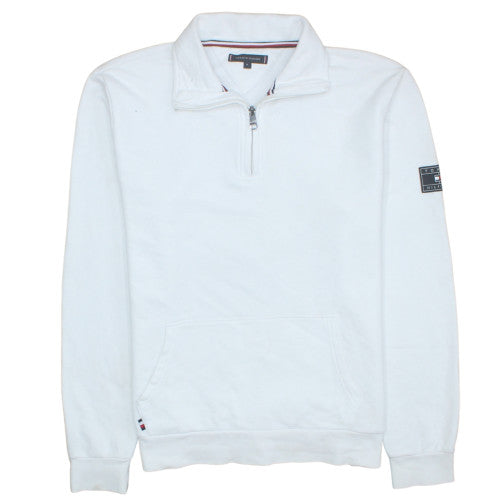 Tommy Hilfiger Mens White XL 1/4 Zip Sweatshirt Regular Fit