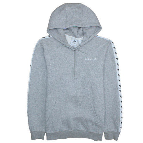 Adidas Men's Grey L Half Zip Hooded Sweatshirt Fleece Sports Top