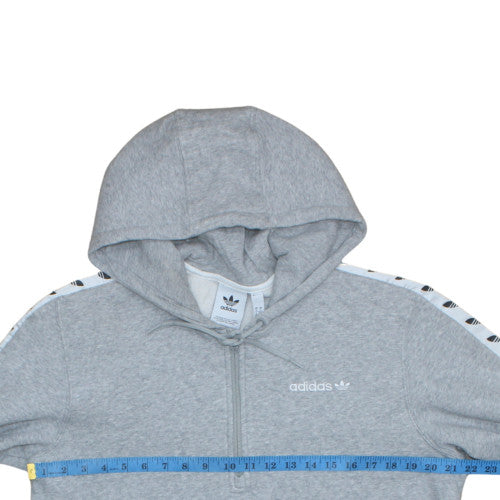 Adidas Men's Grey L Half Zip Hooded Sweatshirt Fleece Sports Top
