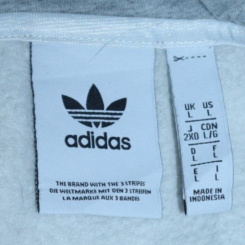 Adidas Men's Grey L Half Zip Hooded Sweatshirt Fleece Sports Top