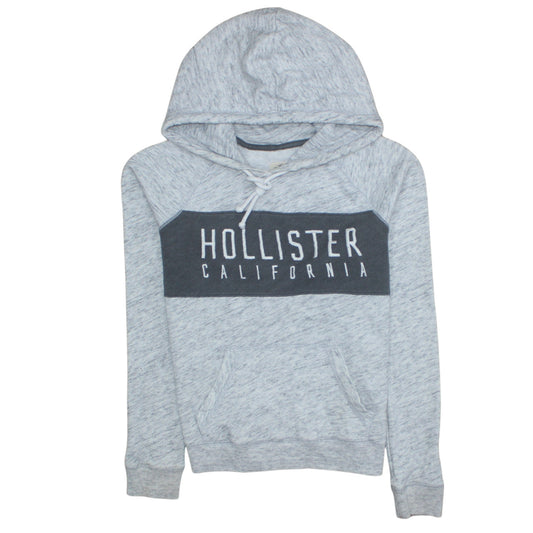 Hollister Men’s Grey Pullover Hoodie L Logo Print Fleece Sweatshirt