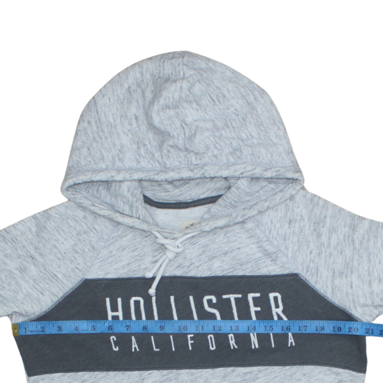 Hollister Men’s Grey Pullover Hoodie L Logo Print Fleece Sweatshirt