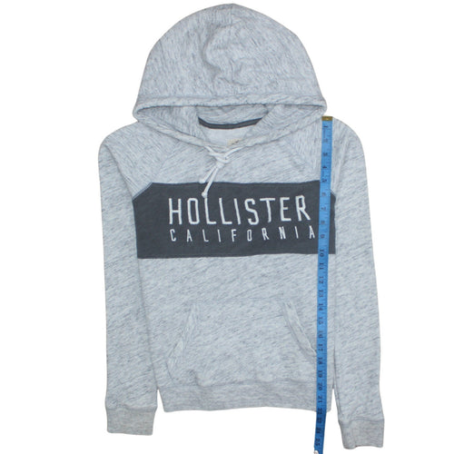Hollister Men’s Grey Pullover Hoodie L Logo Print Fleece Sweatshirt