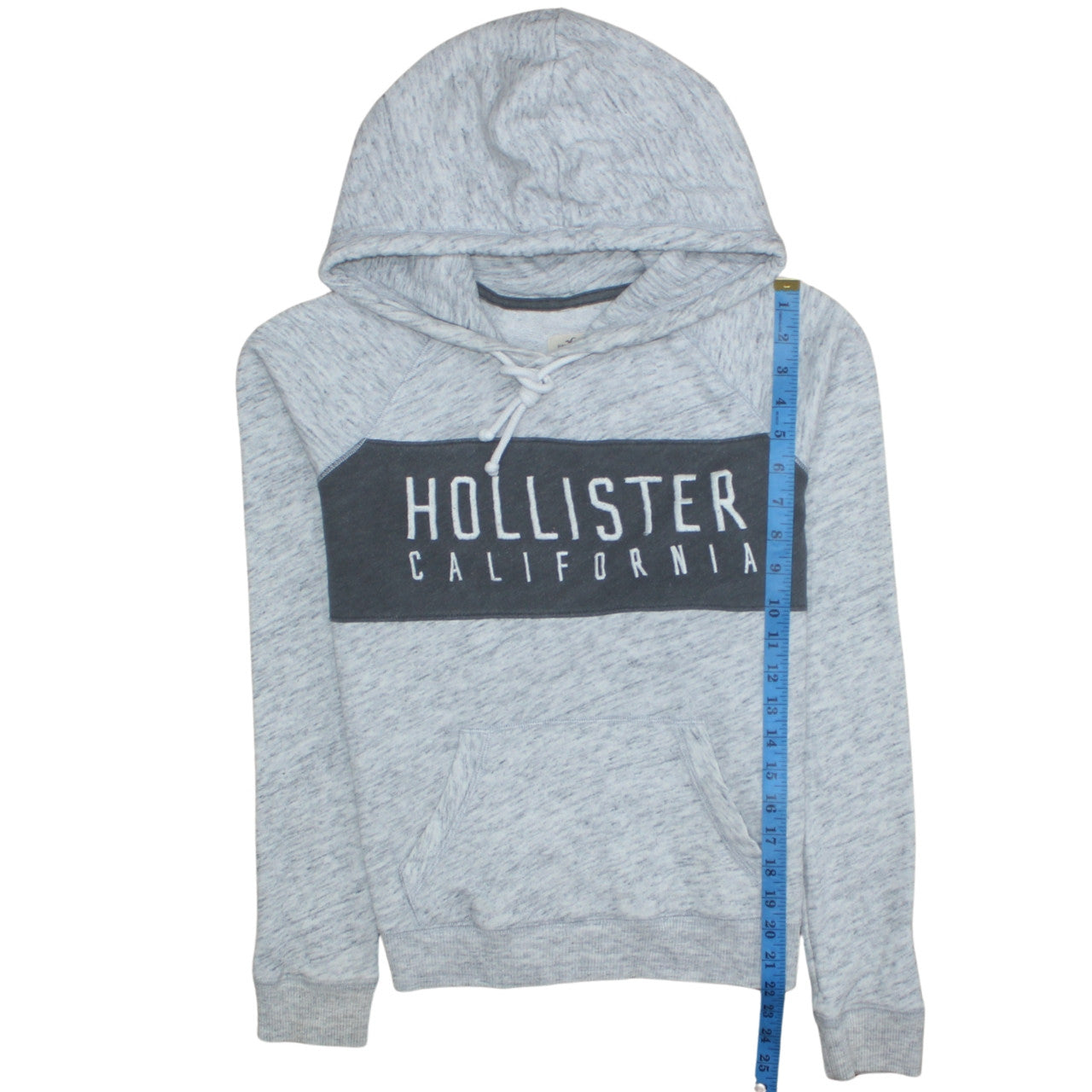 Hollister Men’s Grey Pullover Hoodie L Logo Print Fleece Sweatshirt
