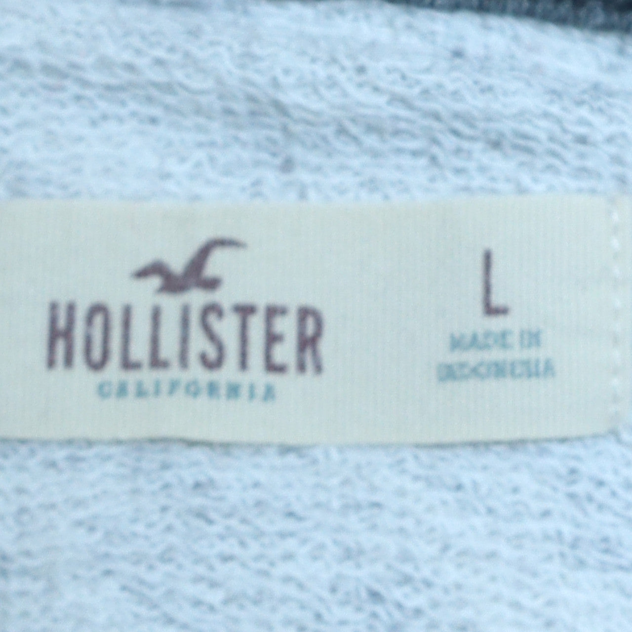 Hollister Men’s Grey Pullover Hoodie L Logo Print Fleece Sweatshirt