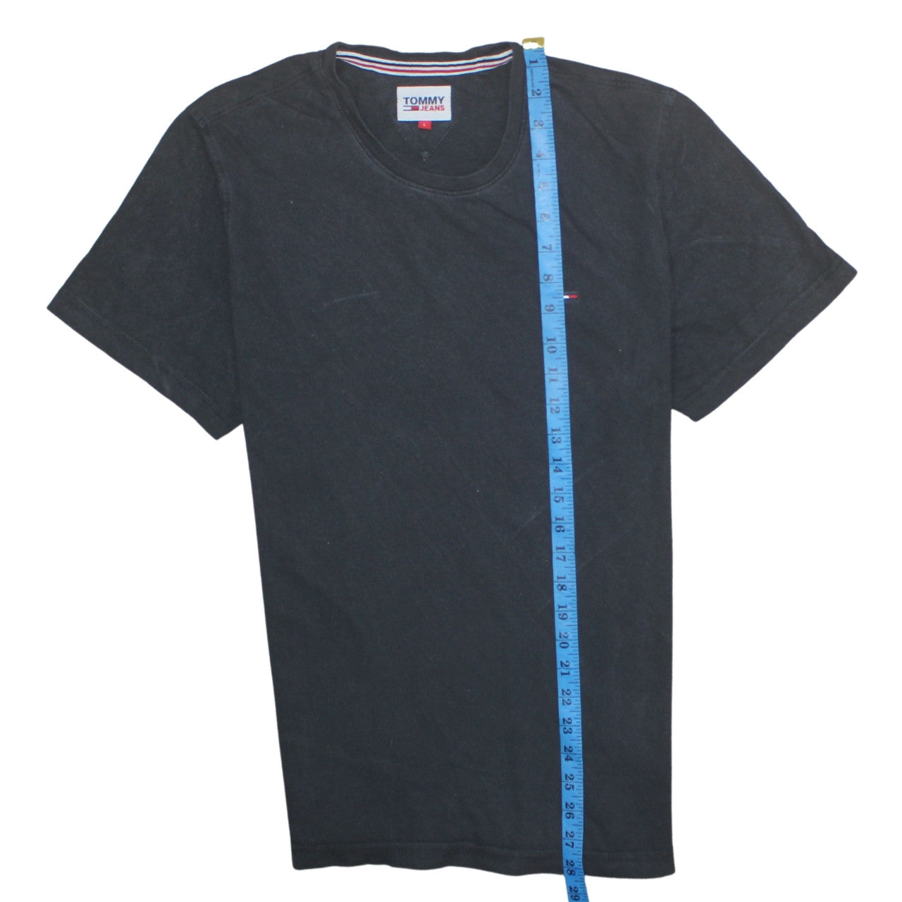 Tommy Jeans Men's Black Cotton Crew Neck Short Sleeve T-Shirt Size L