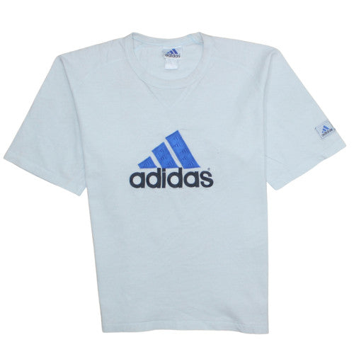Adidas Men's Light Blue Crew Neck Short Sleeve Logo T-Shirt Size M