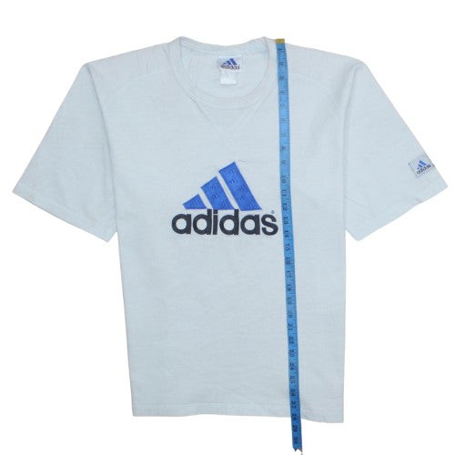 Adidas Men's Light Blue Crew Neck Short Sleeve Logo T-Shirt Size M