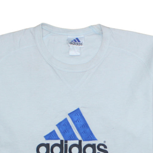 Adidas Men's Light Blue Crew Neck Short Sleeve Logo T-Shirt Size M