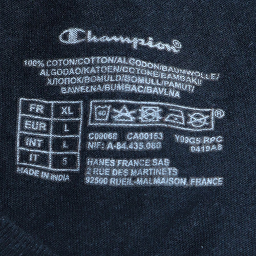 Champion Men's Black XL Short Sleeve Cotton Crew Neck T-Shirt
