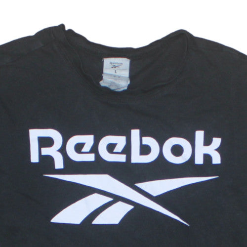 Reebok Men's Black Cotton Short Sleeve Crew Neck T-Shirt Size L Sports