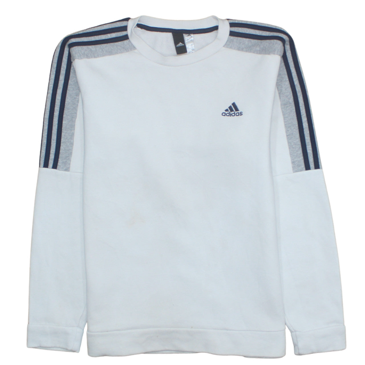 Adidas Men's White Crew Neck Logo Pullover Sweatshirt Size M