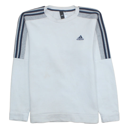 Adidas Men's White Crew Neck Logo Pullover Sweatshirt Size M