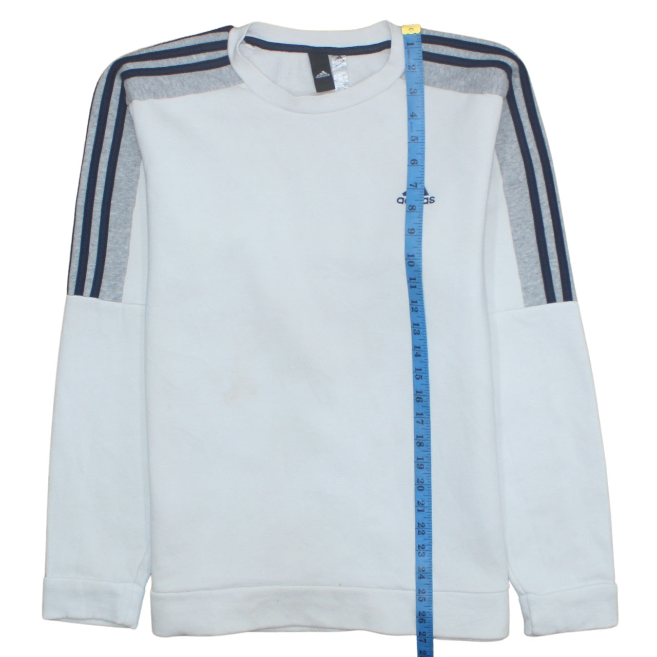 Adidas Men's White Crew Neck Logo Pullover Sweatshirt Size M