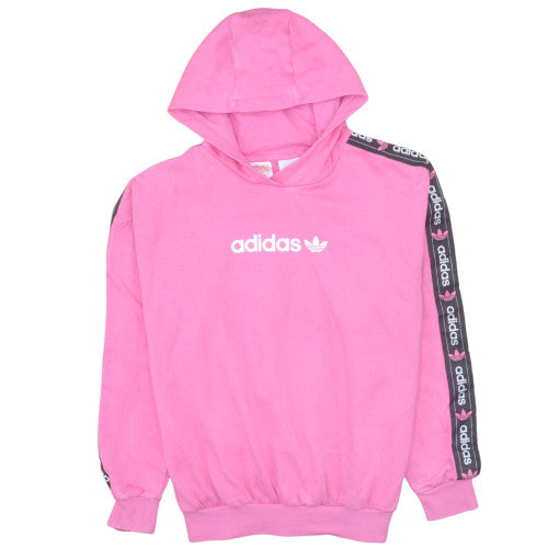 Adidas Womens Pink Pullover Hoodie Size 12 Logo Tape Sleeve