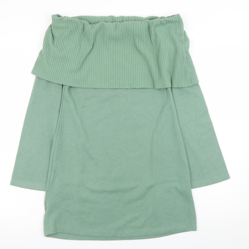 ASOS Women Green Off Shoulder Bodycon Knit Dress Size 10