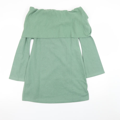 ASOS Women Green Off Shoulder Bodycon Knit Dress Size 10