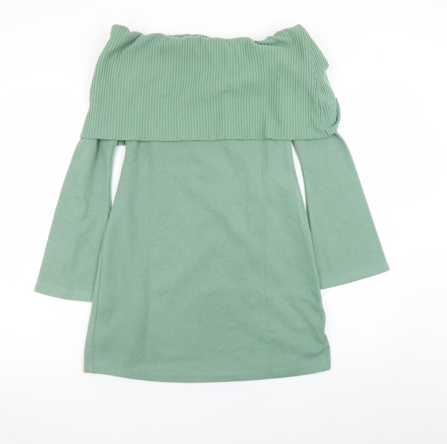 ASOS Women Green Off Shoulder Bodycon Knit Dress Size 10