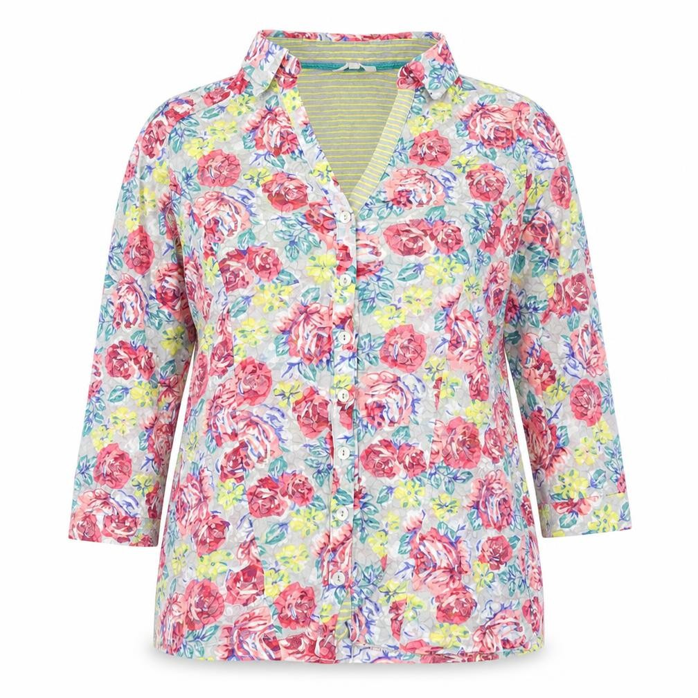 Front view of Marks & Spencer Women’s Multicoloured Floral Button-Up Blouse, size UK 14