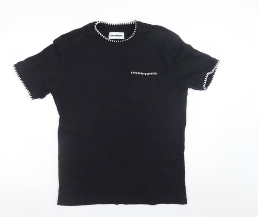 Threadbare Men's Black Crew Neck Short Sleeve T-Shirt M Contrast Stitch