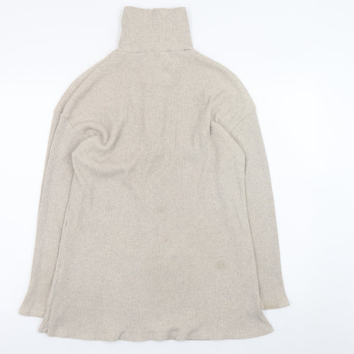 PrettyLittleThing Women Beige High Neck Half Zip Jumper Size 14