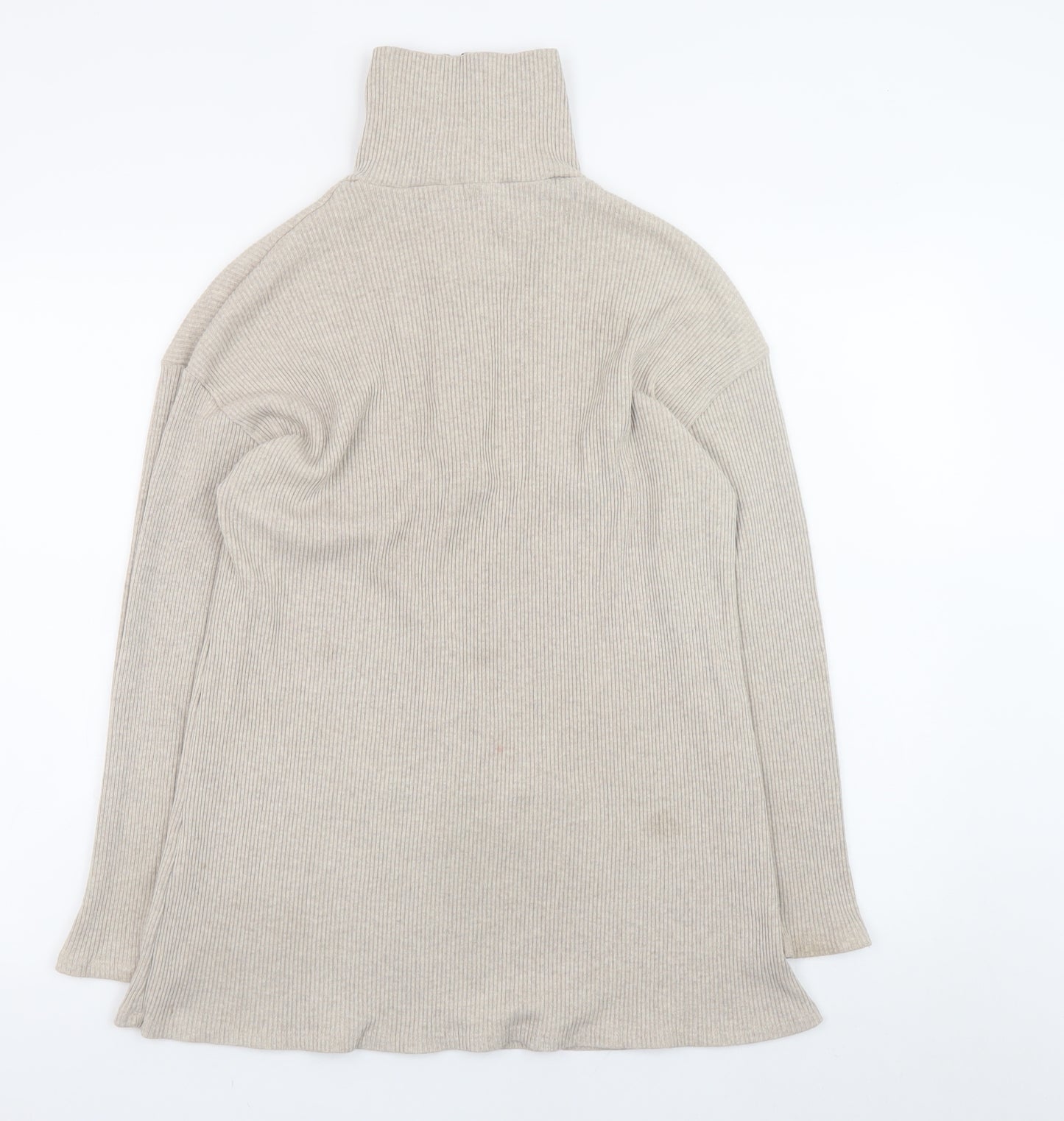PrettyLittleThing Women Beige High Neck Half Zip Jumper Size 14